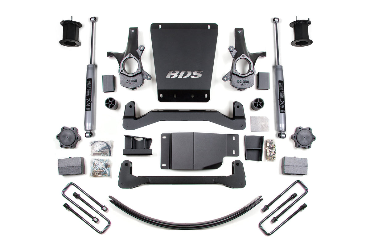 BDS Suspension 07-13 Chevrolet Silverado 1500 - GMC Sierra 1500 4WD 6 Inch Suspension Lift Kit, 4.5 Inch Rear Lift, Block and Add-A-Leaf, Fox 2.0 IFP Performance Series Shocks BDS Suspension (BDS795FS)