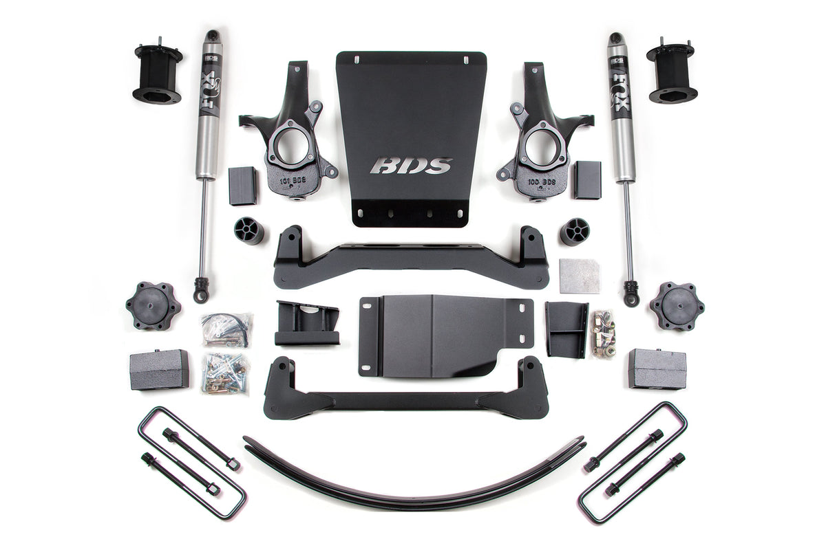 BDS Suspension 07-13 Chevrolet Silverado 1500 - GMC Sierra 1500 4WD 6 Inch Suspension Lift Kit, 4.5 Inch Rear Lift, Block and Add-A-Leaf, NX2 Nitro Series Shocks BDS Suspension (BDS795H)