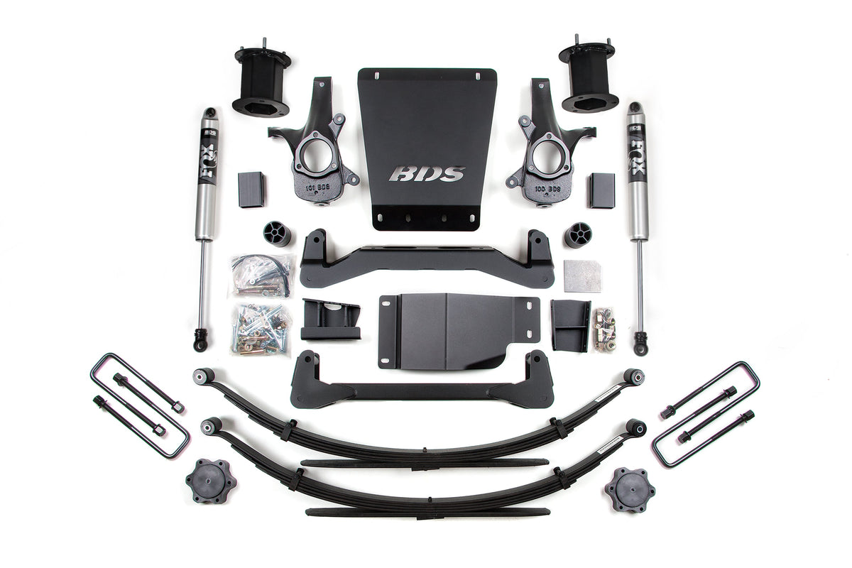 BDS Suspension 07-13 Chevrolet Silverado 1500 - GMC Sierra 1500 4WD 6 Inch Suspension Lift Kit, 5 Inch Rear Lift, Leaf Spring, Fox 2.0 IFP Performance Series Shocks BDS Suspension (BDS796FS)