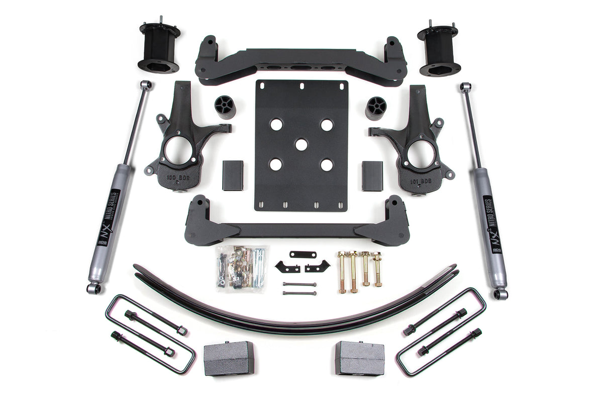 BDS Suspension 07-13 Chevrolet Silverado 1500 - GMC Sierra 1500 2WD 6 Inch Suspension Lift Kit, 4.5 Inch Rear Lift, Block and Add-A-Leaf, Fox 2.0 IFP Performance Series Shocks BDS Suspension (BDS797FS)