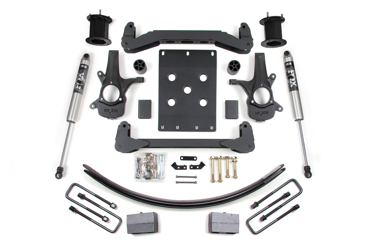 BDS Suspension 07-13 Chevrolet Silverado 1500 - GMC Sierra 1500 2WD 6 Inch Suspension Lift Kit, 4.5 Inch Rear Lift, Block and Add-A-Leaf, NX2 Nitro Series Shocks BDS Suspension (BDS797H)