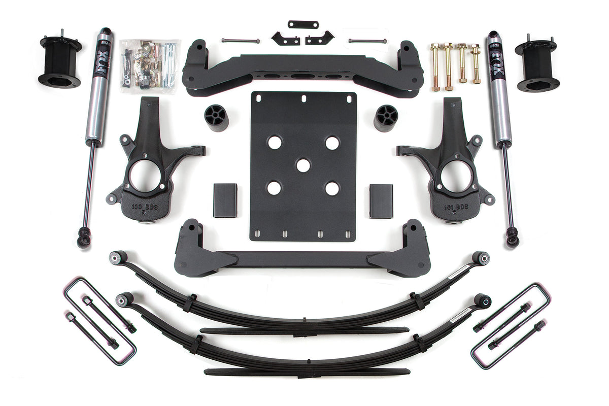 BDS Suspension 07-13 Chevrolet Silverado 1500 - GMC Sierra 1500 2WD 6 Inch Suspension Lift Kit, 5 Inch Rear Lift, Leaf Spring, Fox 2.0 IFP Performance Series Shocks BDS Suspension (BDS798FS)