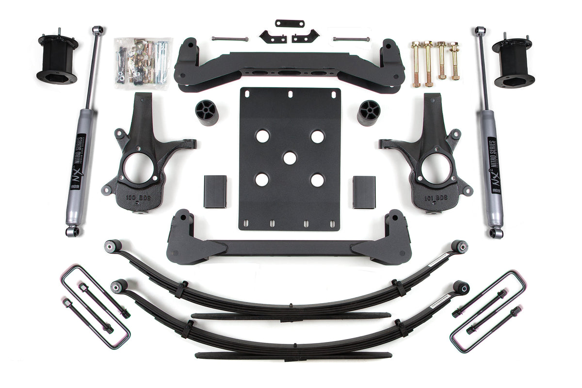 BDS Suspension 07-13 Chevrolet Silverado 1500 - GMC Sierra 1500 2WD 6 Inch Suspension Lift Kit, 5 Inch Rear Lift, Leaf Spring, NX2 Nitro Series Shocks BDS Suspension (BDS798H)