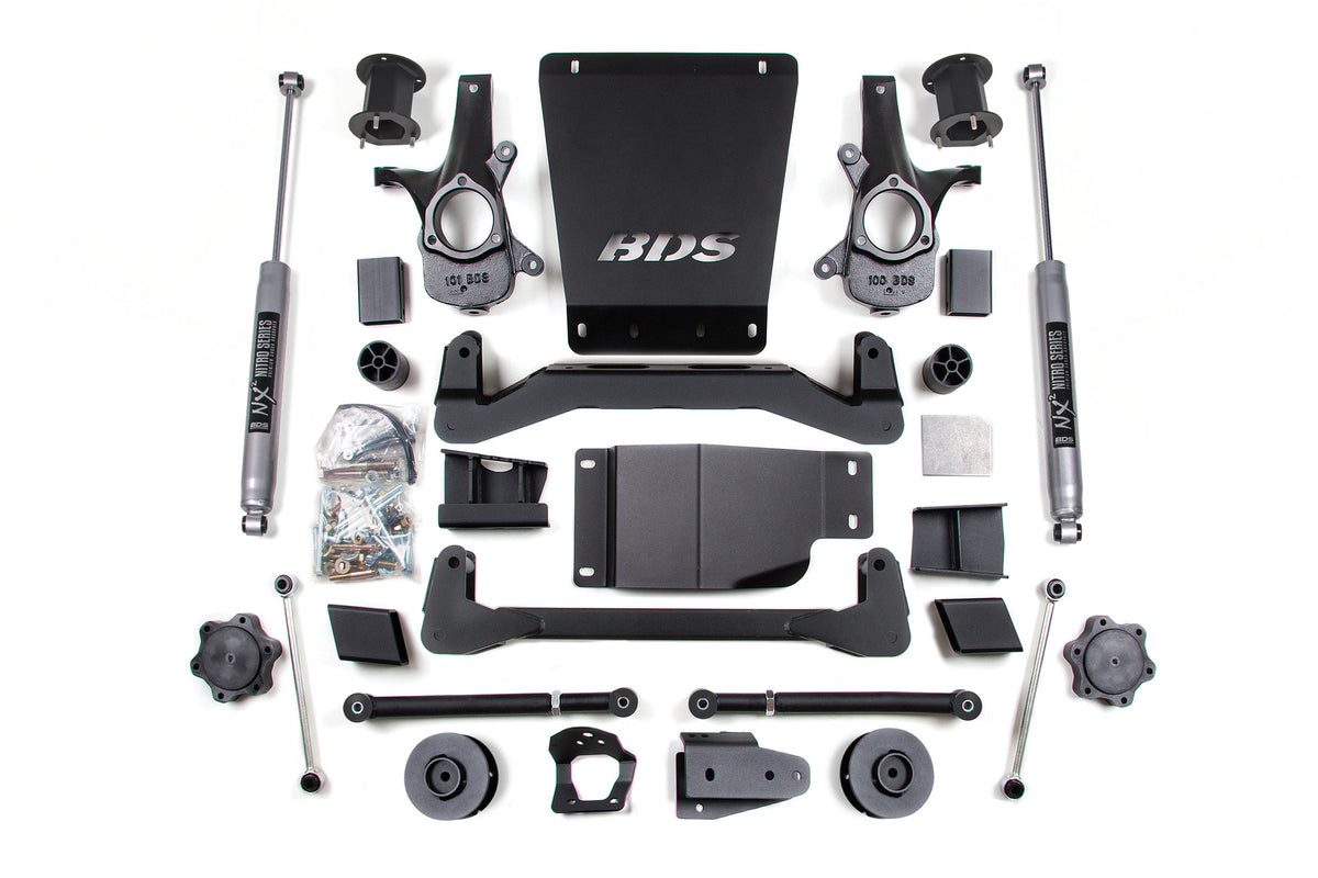 BDS Suspension 07-14 Chevrolet SUV - GMC SUV 4WD 4.5 Inch Suspension Lift Kit, 2 Inch Rear Lift, Spacer, NX2 Nitro Series Shocks BDS Suspension (BDS905H)