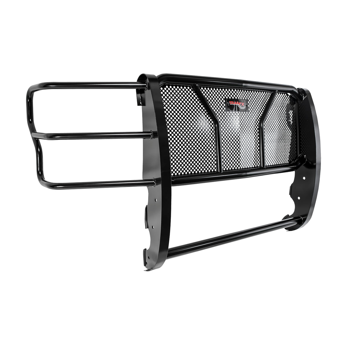 TrailFX Grille Guard For Ford Trucks - Powder Coated Black Steel With Brush Guard Without Skid (E0511B)