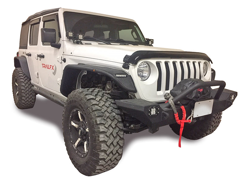 TrailFX Fender Flare For Jeep Gladiator, Jeep Wrangler - 7-1/2 Inch Tire Coverage, Textured Powder Coated Black (JL05FF)