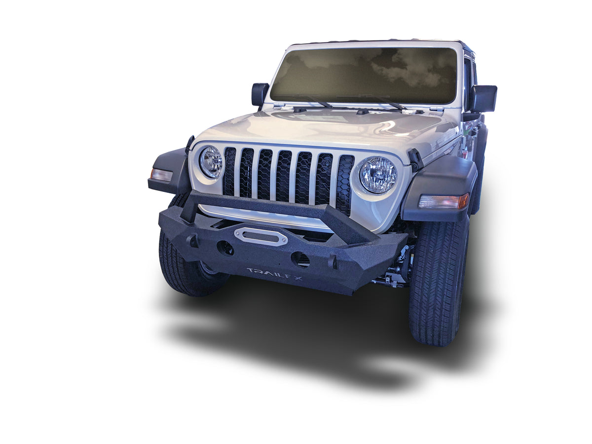 TrailFX Bumper For Jeep Gladiator, Jeep Wrangler - One Piece Stubby Design Direct-Fit Mntg Hardware Included (JL08T)
