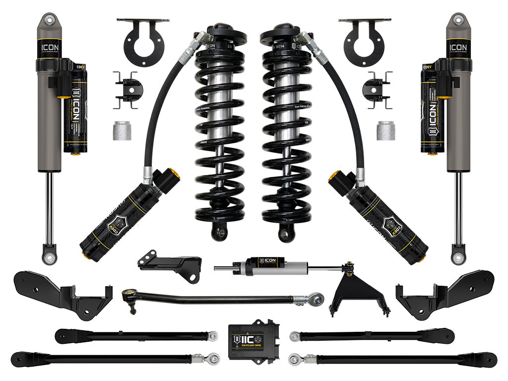ICON 2023-2025 Ford F-250/F-350 Super Duty 4WD 2.5-3in Lift Stage 6 Coilover Conversion System With 4-Link