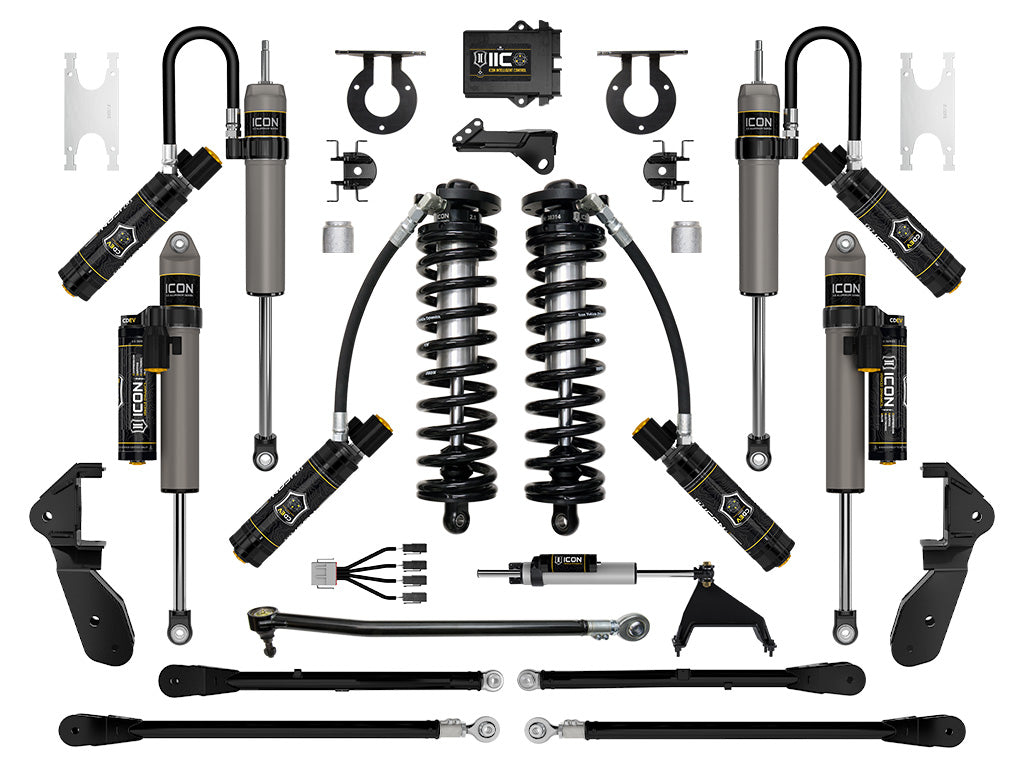 ICON 2023-2025 Ford F-250/F-350 Super Duty 4WD 2.5-3in Lift Stage 7 Coilover Conversion System With 4-Link