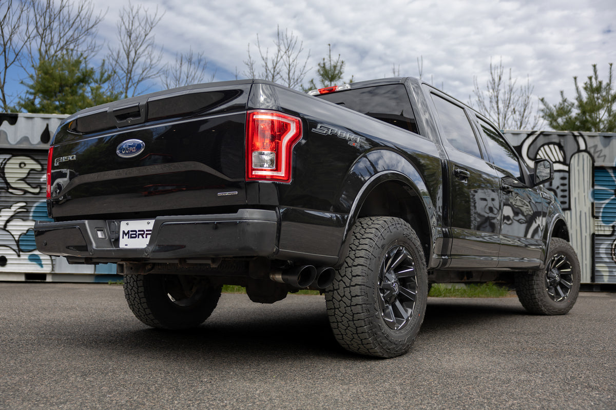 MBRP 15-20 Ford F-150 2.7L, 3.5L and 5.0L, Armor BLK 3-Inch Cat-Back Passenger Side Exit with Black Tips