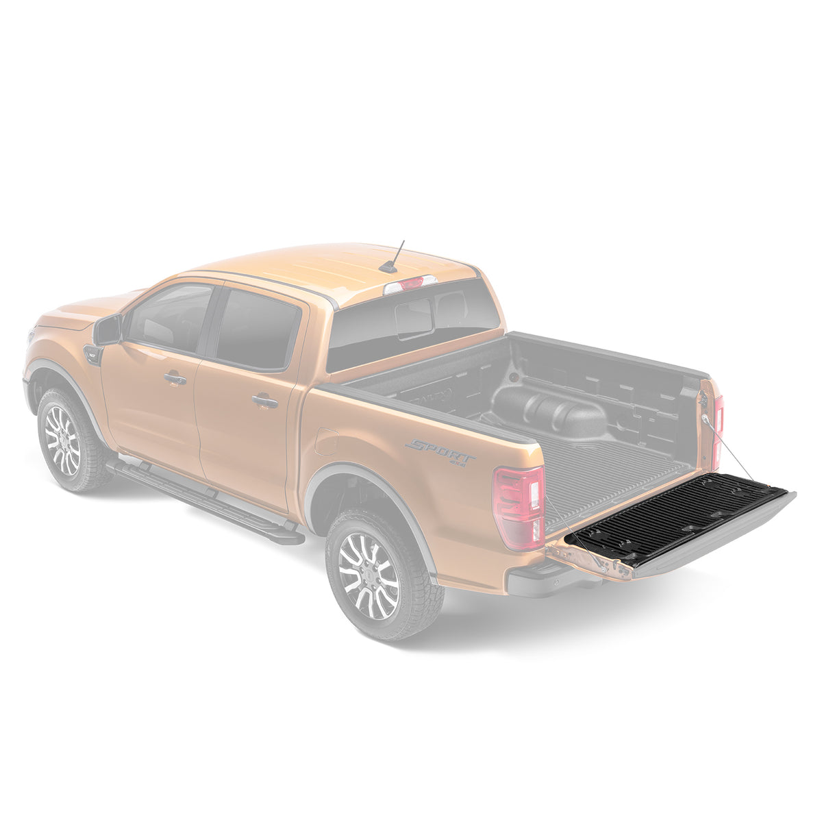 TrailFX Tailgate Liner For Ford Ranger - Covers Tailgate Lip, Black, High Density Polyethylene (RFR19TG)