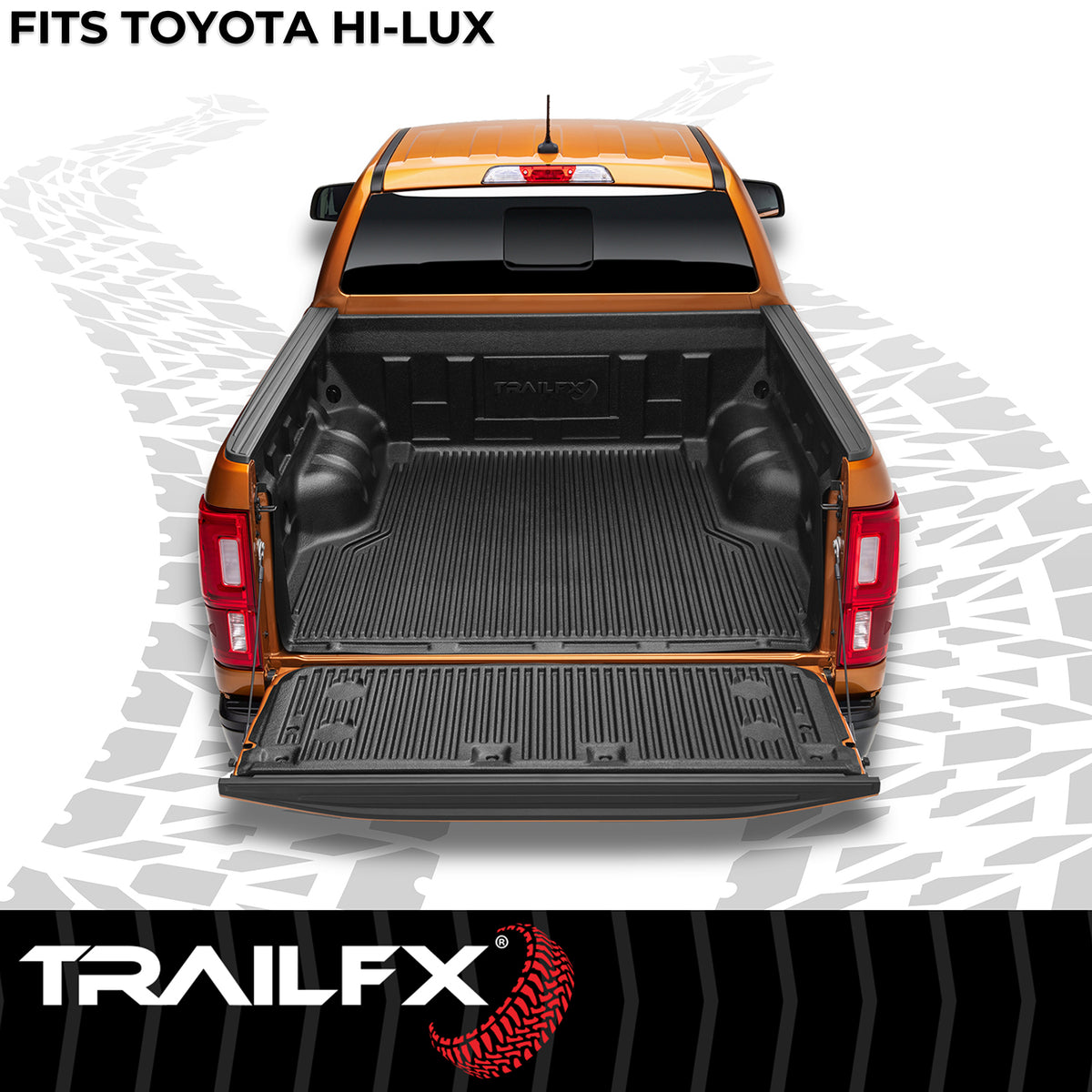 TrailFX Truck Bed Liner For Toyota Hilux - Under Rail, High-Density Polyethylene, With Tailgate Liner (THR5U16X)