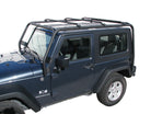 TrailFX Roof Rack For Jeep Wrangler, Jeep Wrangler JK - Direct Fit 300 Pound Capacity Textured Black Steel (J021T)