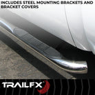 TrailFX Step Nerf Bar For Ford F-150 - With Step Pads 3 Inch Round Bent Polished Stainless Steel (1130301041)
