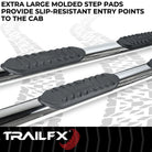 TrailFX Step Nerf Bar For Ford Trucks - With Step Pads 4 Inch Oval Straight Polished Stainless (2930347991)