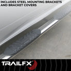 TrailFX Step Nerf Bar For Ford Trucks - With Step Pads 4 Inch Oval Straight Polished Stainless (2930347991)