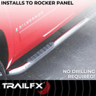 TrailFX Step Nerf Bar For Ford Trucks - With Step Pads 3 Inch Round Bent 60 Degree Polished (A0041S)