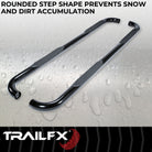 TrailFX Step Nerf Bar For Ram 1500 - With Step Pads 3 Inch Round Bent 90 Degree Powder Coated (A0053B)