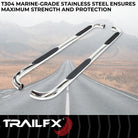 TrailFX Step Nerf Bar For Ram 1500 - With Step Pads 3 Inch Round Bent 90 Degree Polished (A0054S)