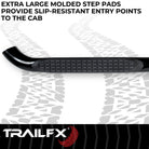 TrailFX Step Nerf Bar For Chevrolet, GMC Trucks - With Step Pads, 3 Inch Round Bent, Without End Caps (A0058B)