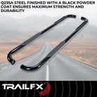 TrailFX Step Nerf Bar For Ford Ranger - With Step Pads, 3 Inch Round Bent, Without End Caps (A0059B)