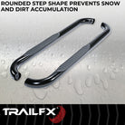 TrailFX Step Nerf Bar For Chevrolet, GMC Trucks - With Step Pads, 3 Inch Round Bent, Without End Caps (A0061B)