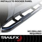 TrailFX Step Nerf Bar For Jeep Gladiator - With Step Pads, 3 Inch Round Bent 90 Degree, Without End (A0063T)