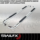 TrailFX Step Nerf Bar For Toyota 4Runner - With Step Pads, Polished, Stainless Steel, Without End Caps (A0069S)