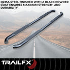 TrailFX Step Nerf Bar For Toyota 4Runner - With Step Pads, Black Powder Coated, Steel, Without End Caps (A0069T)
