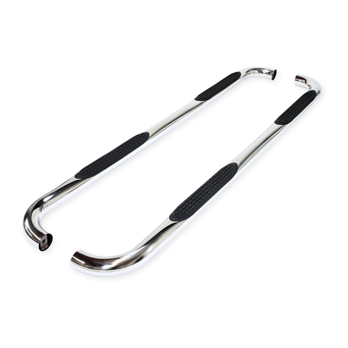 TrailFX Step Nerf Bar For Toyota Land Cruiser - With Step Pads, Polished, Stainless Steel, Without End Caps (A0070S)
