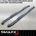TrailFX Step Nerf Bar For Chevrolet, GMC Trucks - With Step Pads 4 Inch Oval Bent Powder Coated Titanium (A1002B)
