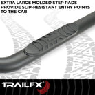 TrailFX Step Nerf Bar For Chevrolet, GMC Trucks - With Step Pads, 4 Inch Oval Bent, With Welded End Caps (A1011B)
