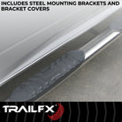 TrailFX Step Nerf Bar For Chevrolet, GMC Trucks - With Step Pads, 4 Inch Oval Bent, With Welded End Caps (A1011S)