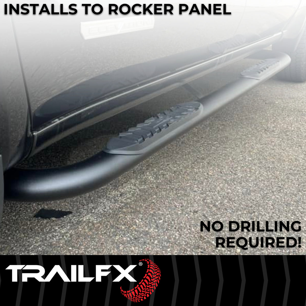 TrailFX Step Nerf Bar For Ram 1500 - With Step Pads, 4 Inch Oval Bent, With Welded End Caps (A1012B)