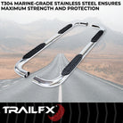 TrailFX Step Nerf Bar For Ram 1500 - With Step Pads, 4 Inch Oval Bent, With Welded End Caps (A1012S)