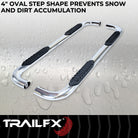 TrailFX Step Nerf Bar For Ram 1500 - With Step Pads, 4 Inch Oval Bent, With Welded End Caps (A1013S)