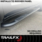 TrailFX Step Nerf Bar For Ford Ranger - With Step Pads, 4 Inch Oval Bent, With Welded End Caps (A1015B)