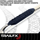 TrailFX Step Nerf Bar For Toyota Tacoma - With Step Pads, 4 Inch Oval Bent, With Welded End Caps (A1019S)