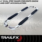 TrailFX Step Nerf Bar For Toyota Tacoma - With Step Pads, 4 Inch Oval Bent, With Welded End Caps (A1019S)