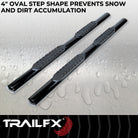 TrailFX Step Nerf Bar - With Step Pads 4 Inch Oval Straight Powder Coated Black (A1503B)