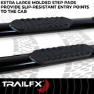 TrailFX Step Nerf Bar For Chevrolet, GMC Trucks - With Step Pads 4 Inch Oval Straight Powder Coated Black (A1529B)