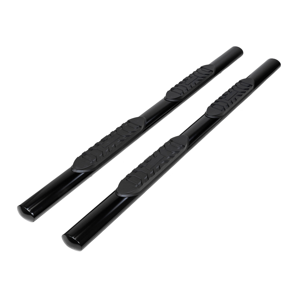 TrailFX Step Nerf Bar For Ford F-150, Ford F-250 Super Duty, Ford F-350 Super Duty - With Step Pads 4 Inch Oval Straight Powder Coated Black (A1531B)