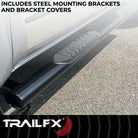TrailFX Step Nerf Bar For Ford F-150, Ford F-250 Super Duty, Ford F-350 Super Duty - With Step Pads 4 Inch Oval Straight Powder Coated Black (A1531B)