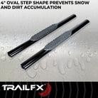 TrailFX Step Nerf Bar For Dodge, Ram Trucks - With Step Pads 4 Inch Oval Straight Powder Coated Black (A1535B)