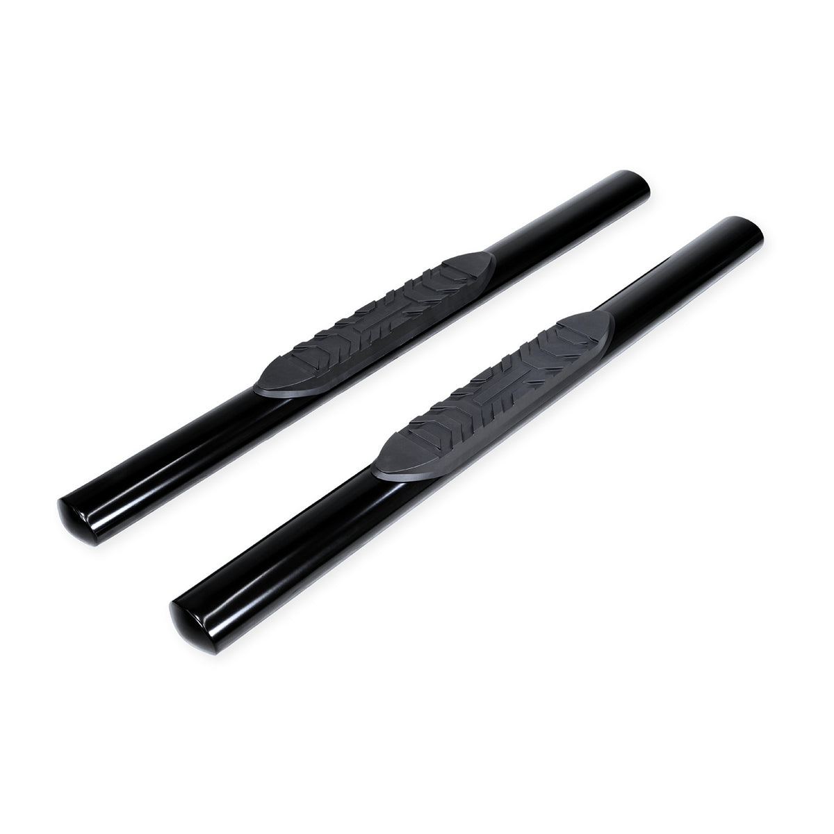 TrailFX Step Nerf Bar For Dodge, Ram Trucks - With Step Pads 4 Inch Oval Straight Powder Coated Black (A1537B)