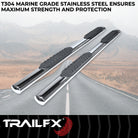 TrailFX Step Nerf Bar For Ram 1500 - With Step Pads 4 Inch Oval Straight Polished Stainless (A1543S)