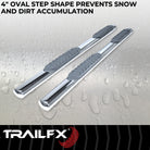 TrailFX Step Nerf Bar For Jeep Wrangler - With Step Pads 4 Inch Oval Straight Polished Stainless (A1545S)