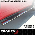 TrailFX Step Nerf Bar For Jeep Wrangler - With Step Pads 4 Inch Oval Straight Polished Stainless (A1545S)