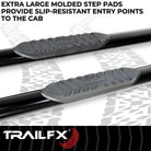 TrailFX Step Nerf Bar For Chevrolet, GMC Trucks - With Step Pads, 4 Inch Oval Straight, Without End Caps (A1551B)