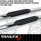 TrailFX Step Nerf Bar For Ford Bronco - With Step Pads, 4 Inch Oval Straight, With Welded End Caps (A1556S)